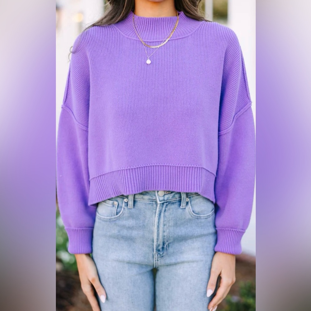 Zenana Purple Cropped Sweater